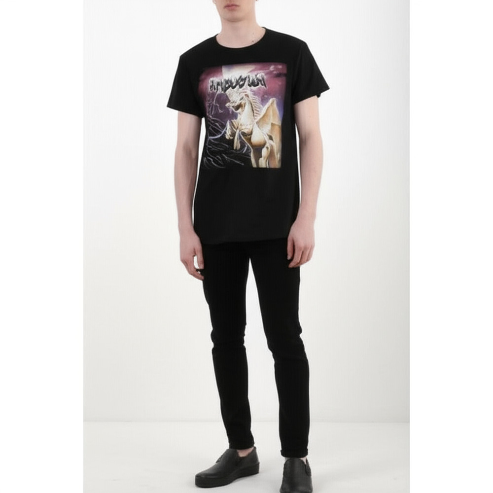 Ambition T-Shirt Mens Size L Black Graphic Tee Pegasus Lightning Urban Grunge